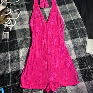 Pink lace romper